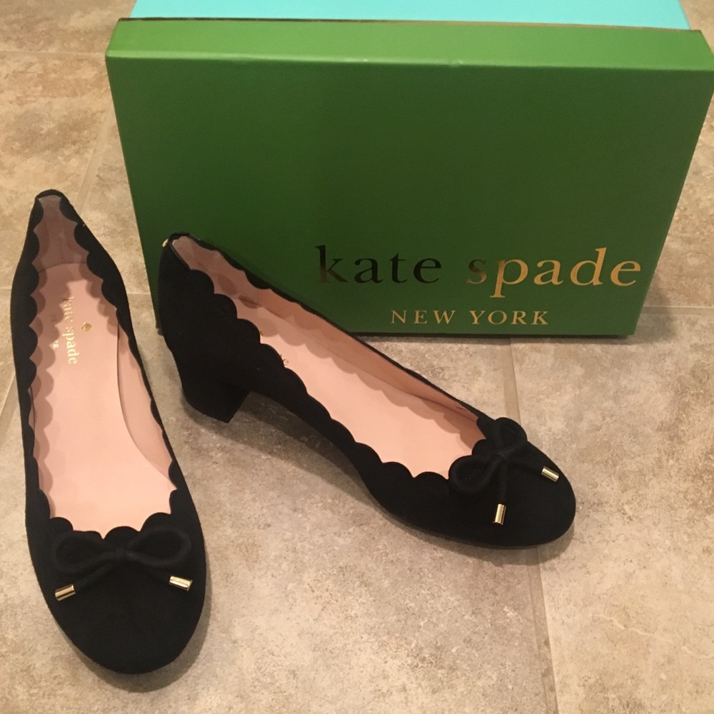 Kate Spade Black Scalloped Heels